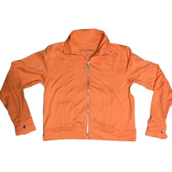 NWT Ferreira activewear workout exercise tennis jacket, full zip, snap sleeves - Picture 2 of 16